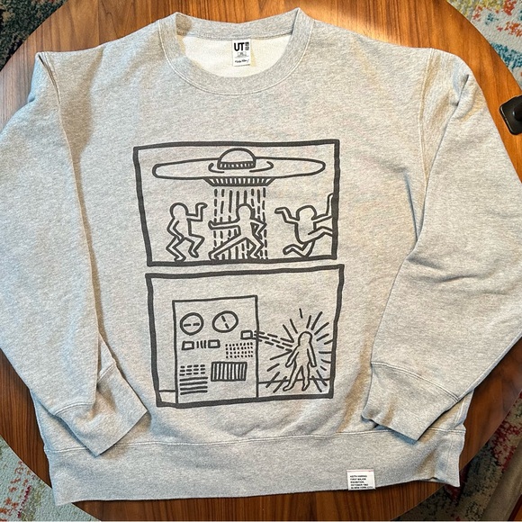 Uniqlo Limited Keith Haring Print Gray Sweatshirt - XXL but L/XL Fit - Picture 1 of 8